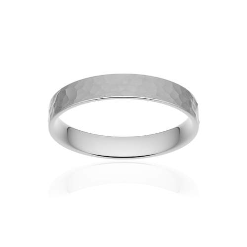 Alliance classique ruban plat confort or 375 blanc martelé 3,5 mm
