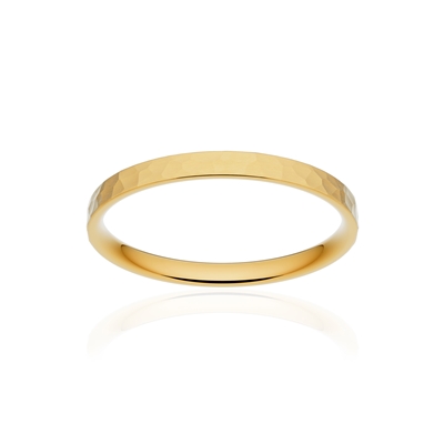 Alliance classique ruban plat confort or 375 jaune martelé 2 mm - vue 1