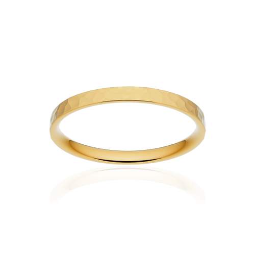 Alliance classique ruban plat confort or 375 jaune martelé 2 mm