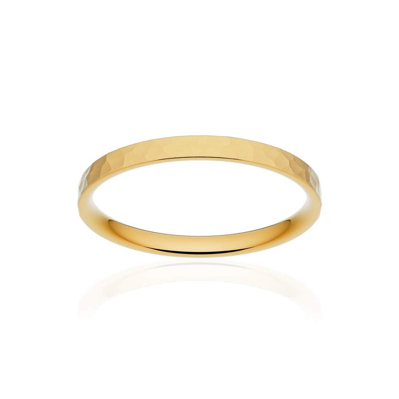 Alliance classique ruban plat confort or 375 jaune martelé 2 mm - vue 1