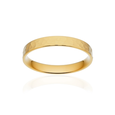 Alliance classique ruban plat confort or 375 jaune martelé 3 mm - vue 1