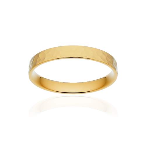 Alliance classique ruban plat confort or 375 jaune martelé 3 mm