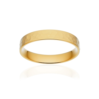 Alliance classique ruban plat confort or 375 jaune martelé 3,5 mm - vue 1