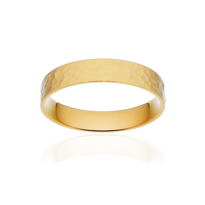 Alliance classique ruban plat confort or 375 jaune martelé 4 mm - vue 1