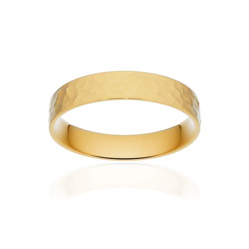 Alliance classique ruban plat confort or 375 jaune martelé 4 mm