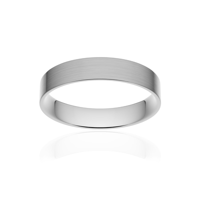 Alliance classique ruban plat confort platine 950 brossé 4 mm - vue 1