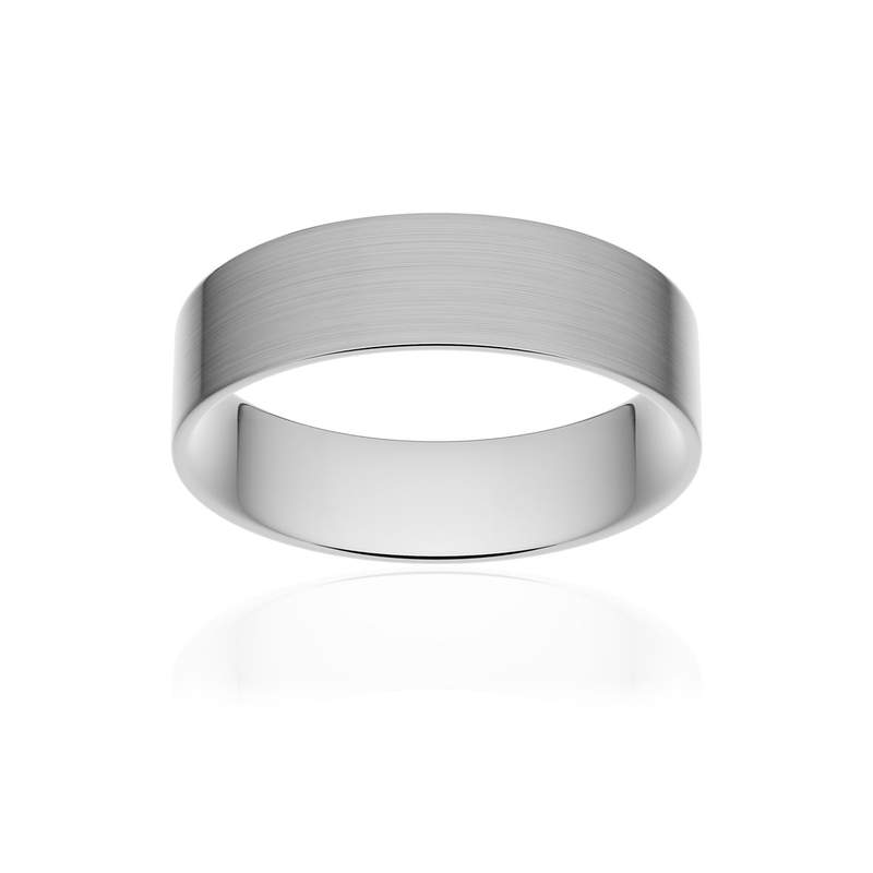 Alliance classique ruban plat confort platine 950 brossé 5,5 mm - vue 1