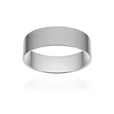 Classic wedding band flat ribbon platinum 950 brushed 6 mm