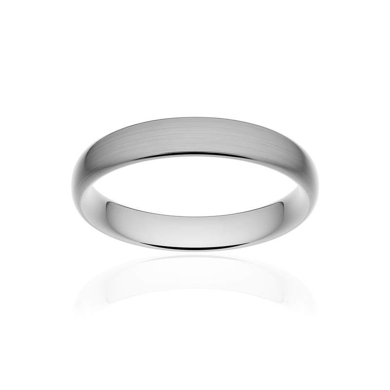 Alliance classique ruban confort or 750 blanc brossé 4 mm - vue 1