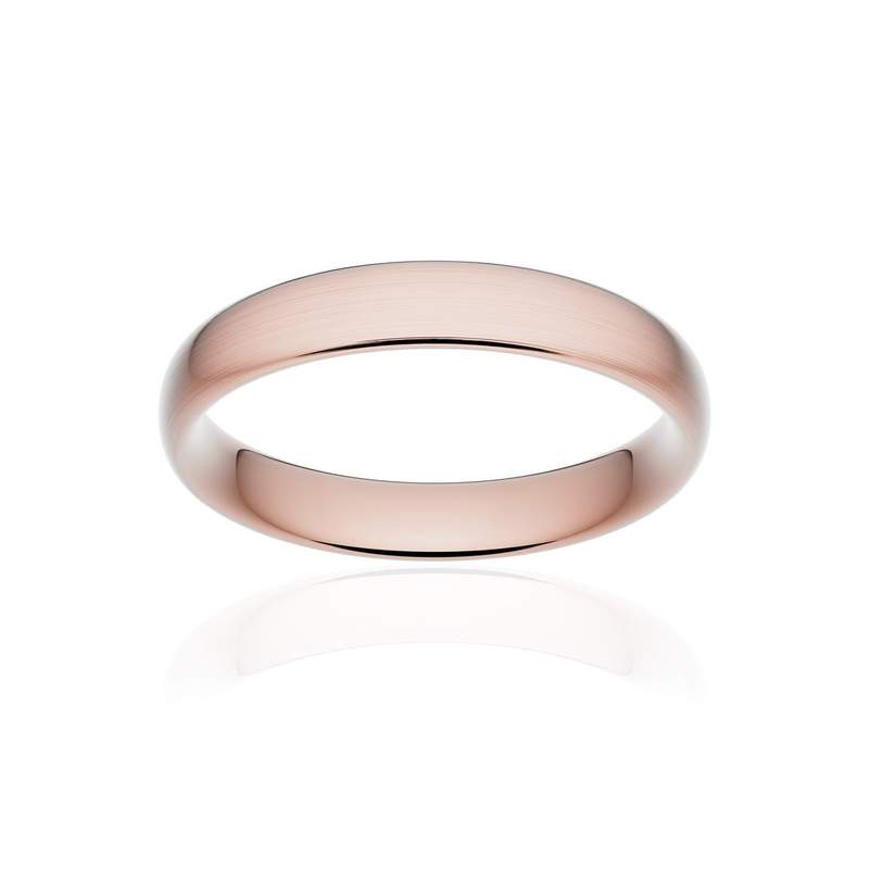 Alliance classique ruban confort or 750 rose brossé 4 mm - vue 1