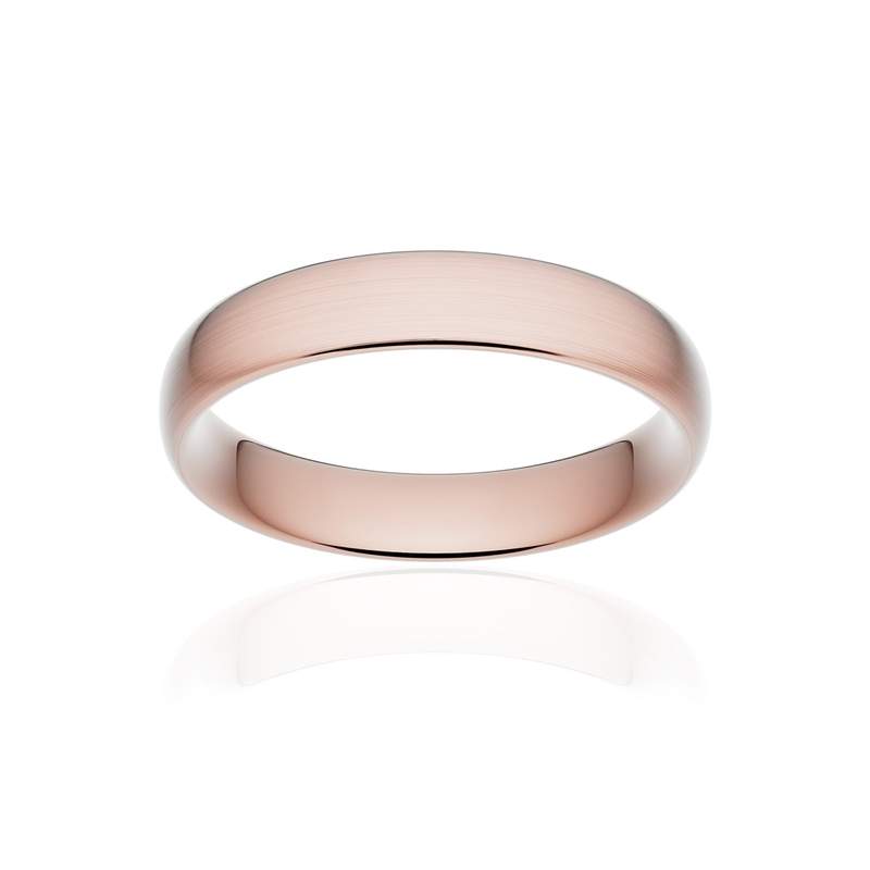Alliance classique ruban confort or 750 rose brossé 4,5 mm - vue 1