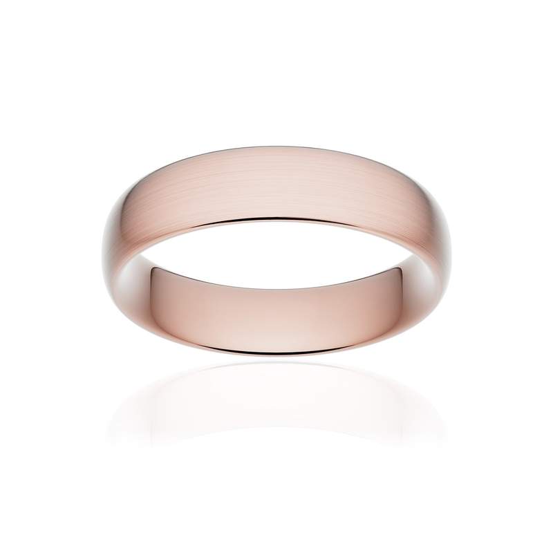 Alliance classique ruban confort or 750 rose brossé 5,5 mm - vue 1