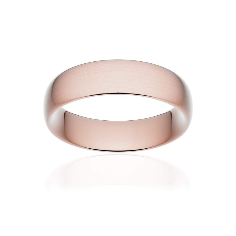 Alliance classique ruban confort or 750 rose brossé 6 mm - vue 1