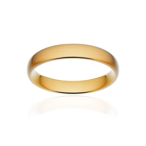 Klassieke comfort band trouwring goud 375 geborsteld geel 4 mm
