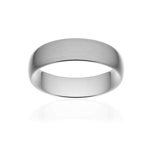 Klassieke trouwring platina comfort band 950 geborsteld 6 mm