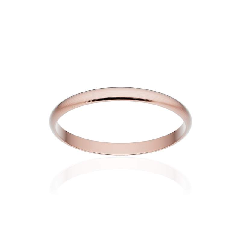 Alliance classique ruban or 750 rose brossé 2 mm - vue 1