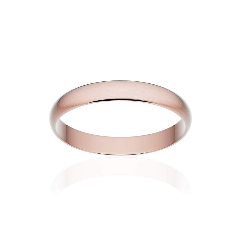 Alliance classique ruban or 750 rose brossé 3 mm - vue 1