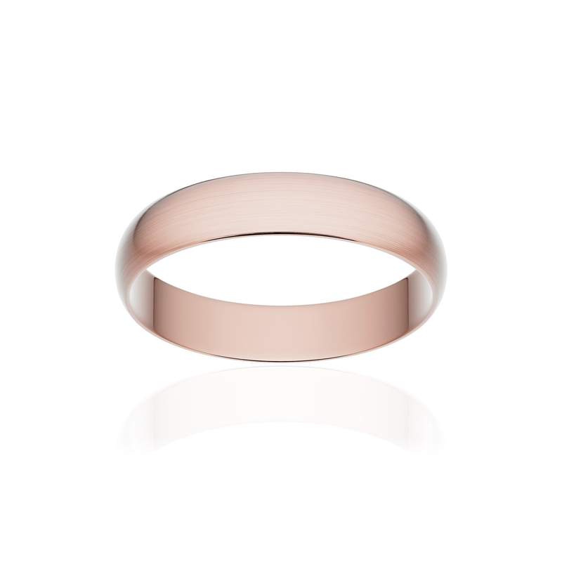 Alliance classique ruban or 750 rose brossé 4 mm - vue 1