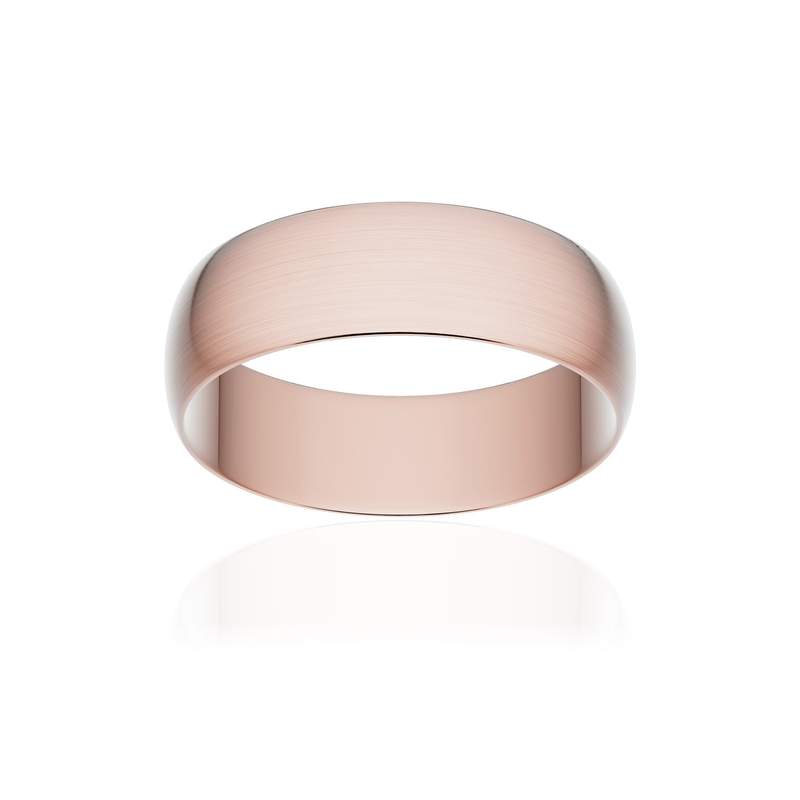 Alliance classique ruban or 750 rose brossé 6 mm - vue 1