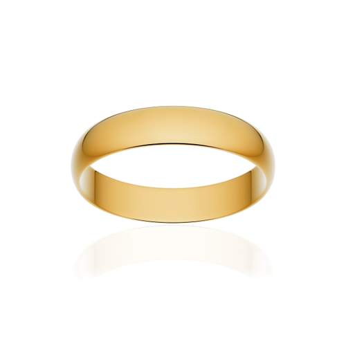 Klassieke trouwring goud band 375 gepolijst geel 4 mm