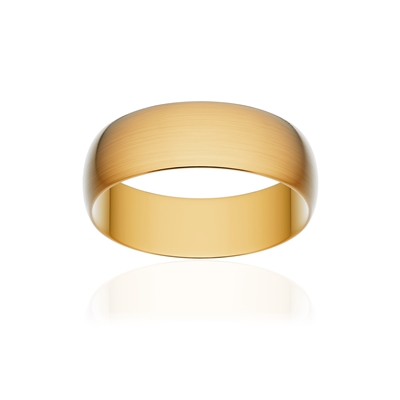 Alliance classique ruban or 375 jaune brossé 6 mm - vue 1
