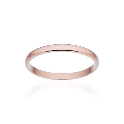 Alliance classique demi jonc or 750 rose brossé 2 mm