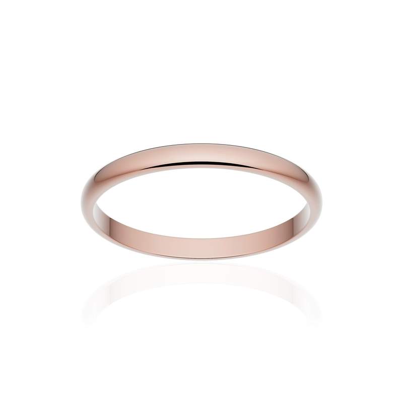 Alliance classique demi jonc or 750 rose poli 2 mm - vue 1