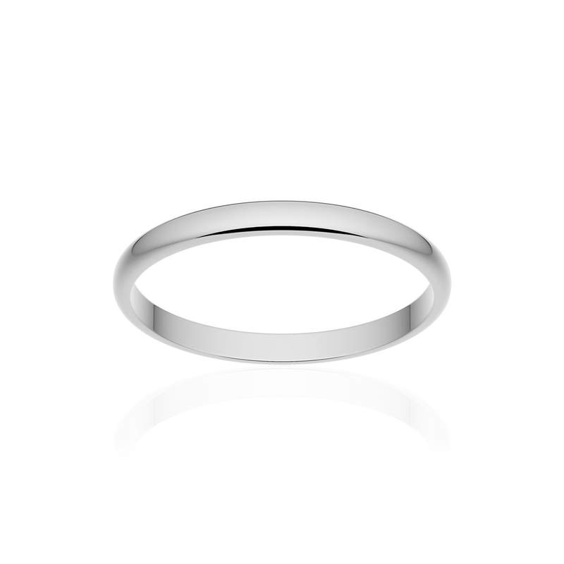 Alliance classique demi jonc or 375 blanc poli 2 mm - vue 1