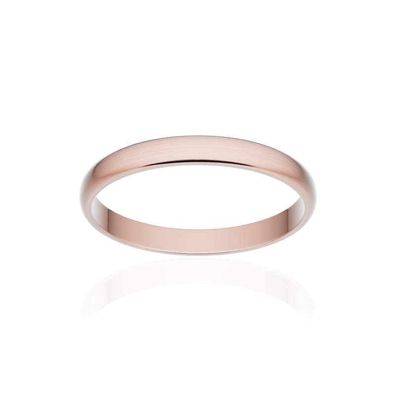 Alliance classique demi jonc or 750 rose brossé 2,5 mm - vue 1