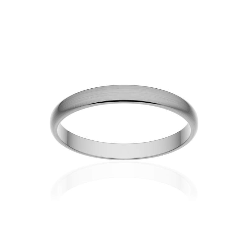 Alliance classique demi jonc platine 950 brossé 2,5 mm - vue 1