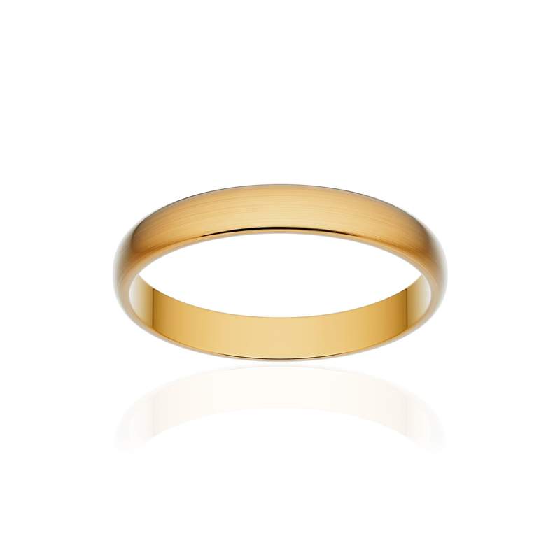 Alliance classique demi jonc or 750 jaune brossé 3 mm - vue 1