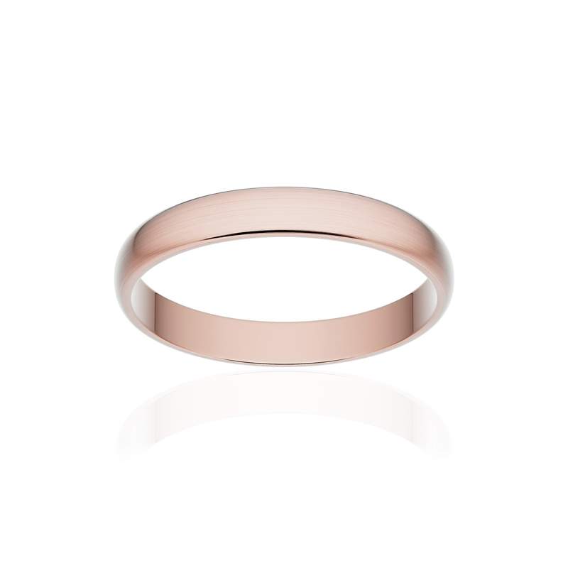 Alliance classique demi jonc or 750 rose brossé 3 mm - vue 1