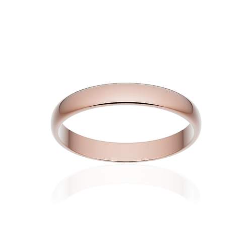 Classic half wedding band in polished 750 rose gold 3 mm