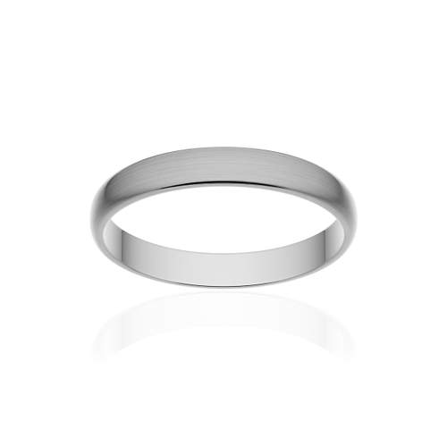 Alliance classique demi jonc or 750 blanc brossé 3 mm