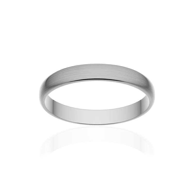 Alliance classique demi jonc or 375 blanc brossé 3 mm - vue 1