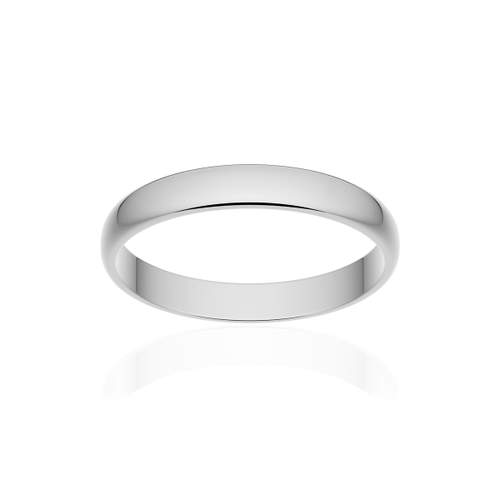 Alliance classique demi jonc or 375 blanc poli 3 mm