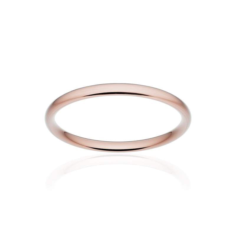 Alliance classique demi jonc confort or 750 rose brossé 2 mm - vue 1