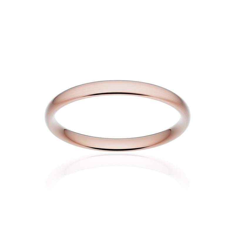 Alliance classique demi jonc confort or 750 rose brossé 2,5 mm - vue 1