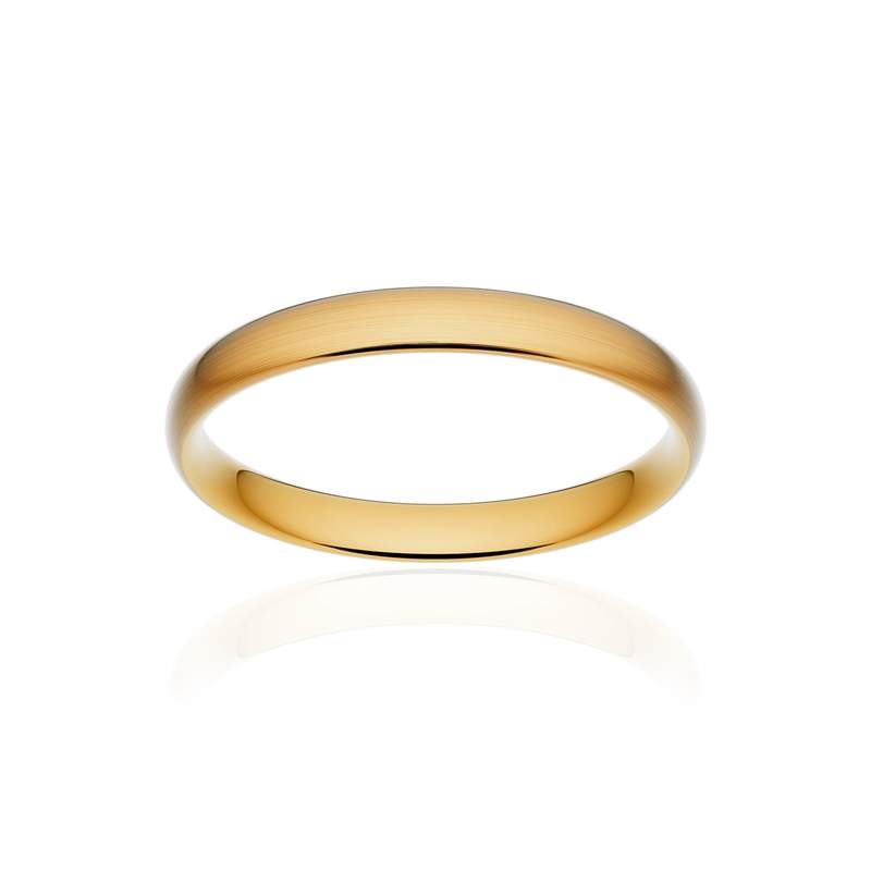 Alliance classique demi jonc confort or 375 jaune brossé 3 mm - vue 1