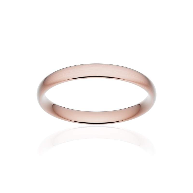 Alliance classique demi jonc confort or 750 rose brossé 3 mm - vue 1