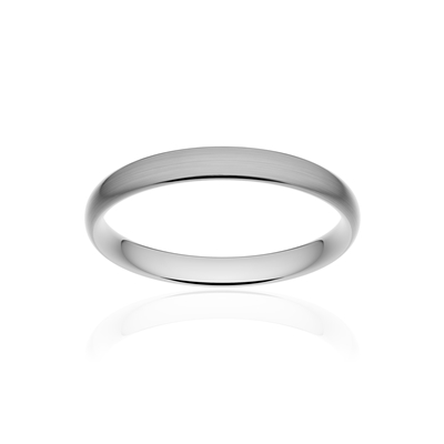Alliance classique demi jonc confort or 750 blanc brossé 3 mm - vue 1