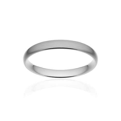 Alliance classique demi jonc confort or 750 blanc brossé 3 mm