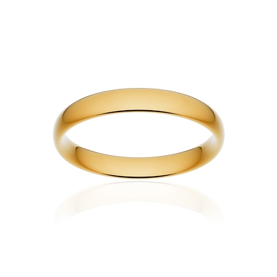 Alliance classique demi jonc confort or 375 jaune poli 3,5 mm