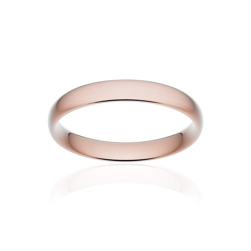 Alliance classique demi jonc confort or 750 rose brossé 3,5 mm - vue 1