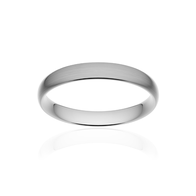 Alliance classique demi jonc confort or 750 blanc brossé 3,5 mm