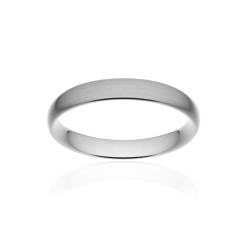 Alliance classique demi jonc confort or 750 blanc brossé 3,5 mm