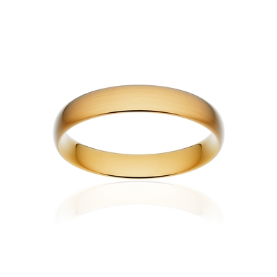 Alliance classique demi jonc confort or 750 jaune brossé 4 mm - vue 1