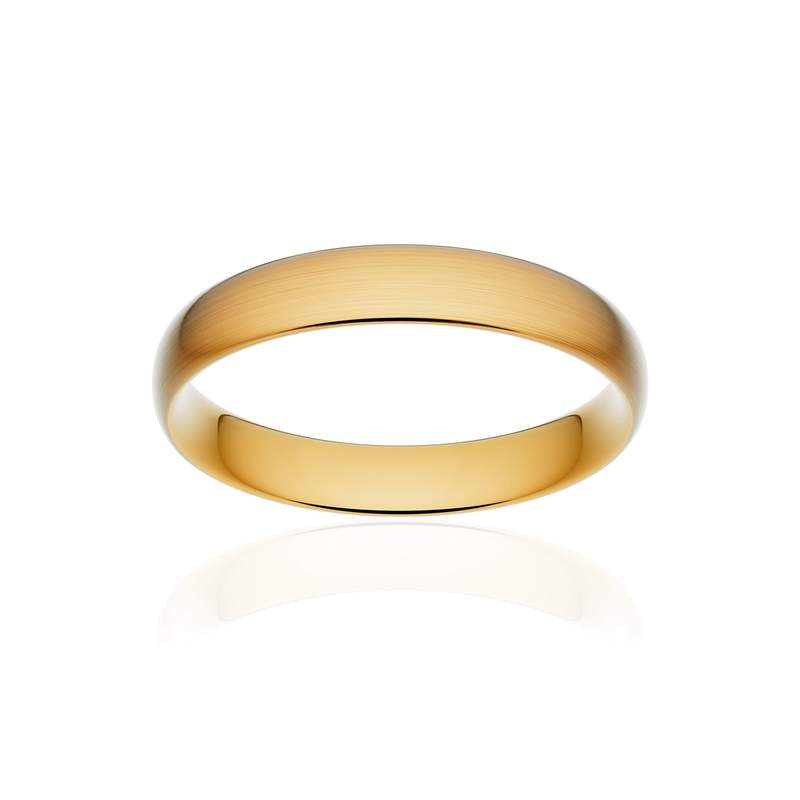 Alliance classique demi jonc confort or 750 jaune brossé 4 mm - vue 1
