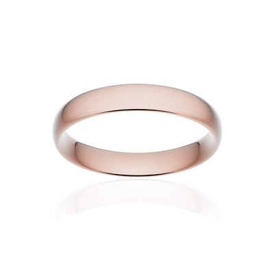 Alliance classique demi jonc confort or 750 rose brossé 4 mm