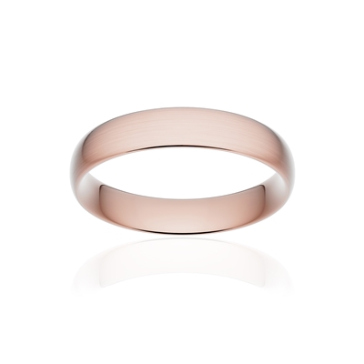 Alliance classique demi jonc confort or 750 rose brossé 4,5 mm